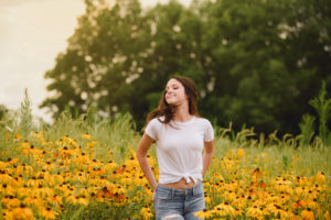 Senior Girl in a field of flowers