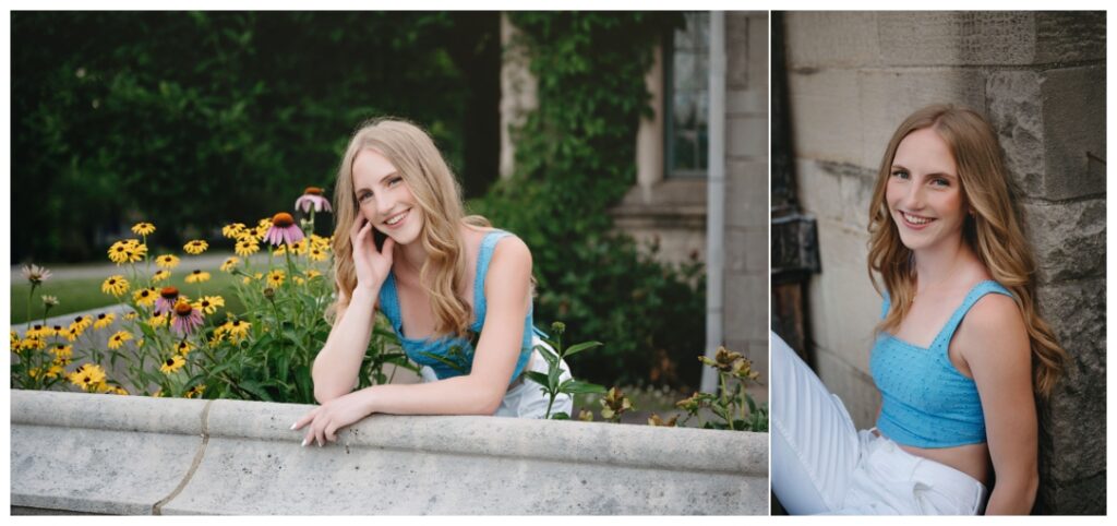 A senior girl smiles at Hartwood acres for her Senior photos i